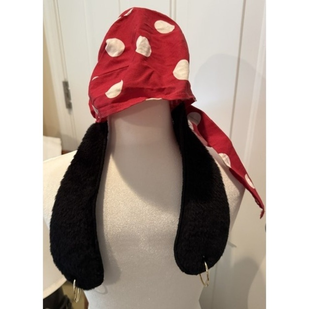 Vintage Disney World Goofy Pluto Ears Pirate Bandana Earrings Polka Dot